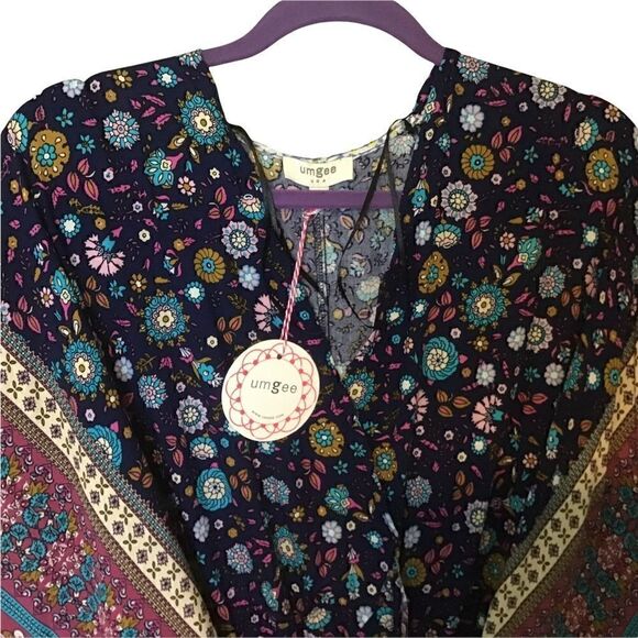 Umgee Mixed Print Surplice Waist tie Romper NWT - Picture 10 of 10